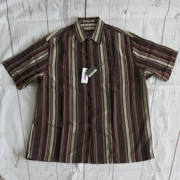 Retreat Multi Color Stripe Button Down Short Sleeve Casual Shirt - Size Large - Picture 2 of 5
